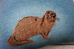 Hand Crafted Harris Tweed Otter Embroidered Cushion Cover - thumbnail 1