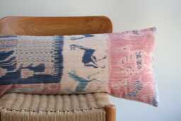 Antique Indonesian Sarong Textile Pillow 14x36 - One Of A Kind Museum Quality Fabric Art