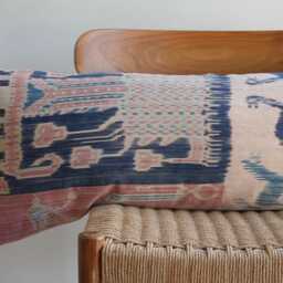 Antique Indonesian Sarong Textile Pillow 14x36 - One Of A Kind Museum Quality Fabric Art - thumbnail 3