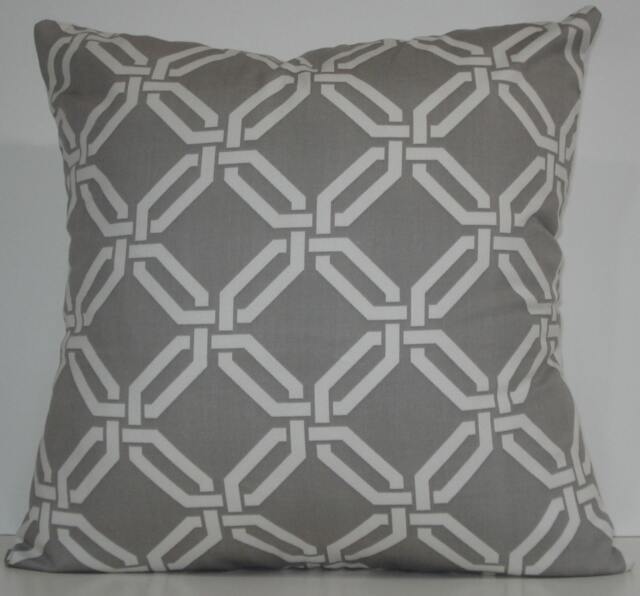New 18x18 Inch Designer Handmade Pillow Cases. Grey & White Link Pattern