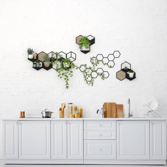 Oversized Wall Decor Metal, Honeycomb Planter Set, Hexagon Shelf, Hanging Planters Indoor, Geometric - image 1