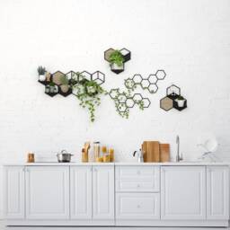Oversized Wall Decor Metal, Honeycomb Planter Set, Hexagon Shelf, Hanging Planters Indoor, Geometric - thumbnail 1