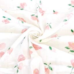 Organic Bamboo Pink Floral Muslin Baby Swaddle Blanket - thumbnail 2