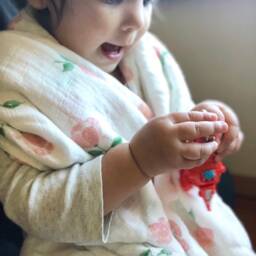 Organic Bamboo Pink Floral Muslin Baby Swaddle Blanket - thumbnail 3
