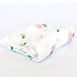 Organic Bamboo Pink Floral Muslin Baby Swaddle Blanket