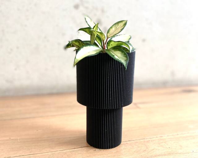 Tall Black Wood Finish Planter Mid Century Modern Pedestal - image 1