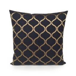 Black Cotton Blend Decorative Throw Pillow Cover With Gold Silk Embroidery, Cushion Cover, Accent Pillow, Toss Pillow, Home Decor, 16x16