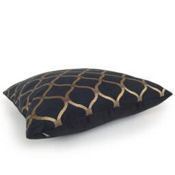 Black Cotton Blend Decorative Throw Pillow Cover With Gold Silk Embroidery, Cushion Cover, Accent Pillow, Toss Pillow, Home Decor, 16x16 - thumbnail 3