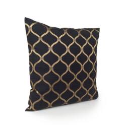 Black Cotton Blend Decorative Throw Pillow Cover With Gold Silk Embroidery, Cushion Cover, Accent Pillow, Toss Pillow, Home Decor, 16x16 - thumbnail 2