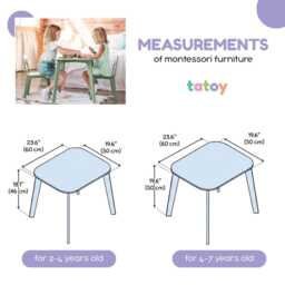 Plywood Kids Table, Minimalist Toddler Furniture For Playroom Or Nursery, Small Square Activity Christmas Gift From Grandparents - thumbnail 3