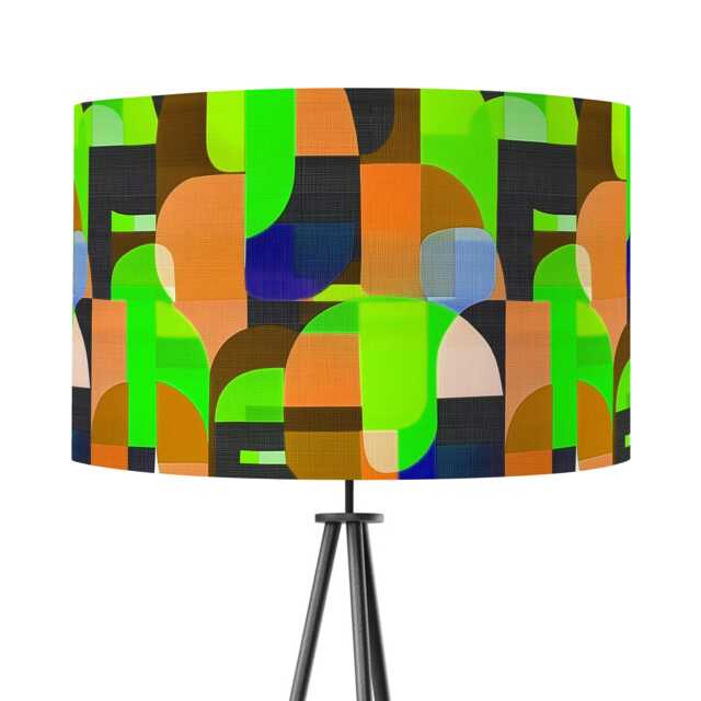Lampshade Green Abstract Bright Colourful Mid Century Print Velvet - Drum Lamp Shade 25cm 30cm 35cm 40cm 45cm Table Lamp Ceiling Pendant - image 1