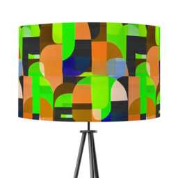 Lampshade Green Abstract Bright Colourful Mid Century Print Velvet - Drum Lamp Shade 25cm 30cm 35cm 40cm 45cm Table Lamp Ceiling Pendant