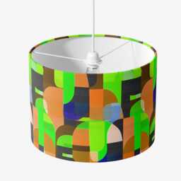 Lampshade Green Abstract Bright Colourful Mid Century Print Velvet - Drum Lamp Shade 25cm 30cm 35cm 40cm 45cm Table Lamp Ceiling Pendant - thumbnail 2