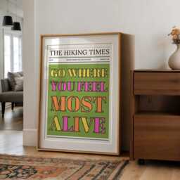 Hiking Times News Print Minimalist Mountain Typography Poster - thumbnail 2