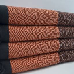 "Orange & Black Blanket, Peshtemal Cover, Bed Rug, 79""x95" - thumbnail 3