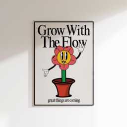 Go With The Flow Wall Art, Retro Photography Print, Motivation Poster, Motivational Pun Office Decor, Fun A4 Art - thumbnail 1