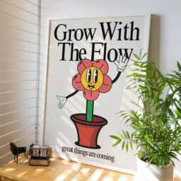 Go With The Flow Wall Art, Retro Photography Print, Motivation Poster, Motivational Pun Office Decor, Fun A4 Art - thumbnail 3