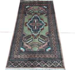 3x6 Pistachio Green Bokhara Rug - 0.90x1.85 Bedroom Luxury Area Turkish Fine Quality Afghan