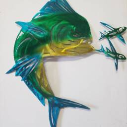 Mahi Wall Art, Metal Dorado Ocean Father's Day Gift, Decor, Fish Gift For Husband - thumbnail 3