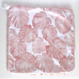 Pink Lovey, Security Blanket, Blankie, Minky Pink & White New Baby Gift, Modern Monestra Leaft Lovey - thumbnail 2
