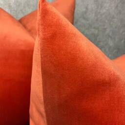 Velvet Orange Cushion Cover, Luxury Velvet Pillow Cover, Reach Orange Colour Scatter Cover - Double Sided , John Lewis Fabric - thumbnail 2