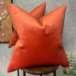 Velvet Orange Cushion Cover, Luxury Velvet Pillow Cover, Reach Orange Colour Scatter Cover - Double Sided , John Lewis Fabric - thumbnail 4