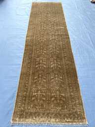 Handmade Olive Green Runner Rug 3x10, Muted Wool Ensi Hallway Khaki Brown Tribal Runner, Long Entryway Welcome Entrance - thumbnail 1