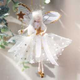 Handmade Christmas Fairy Tree Decoration White & Gold Angel - thumbnail 2