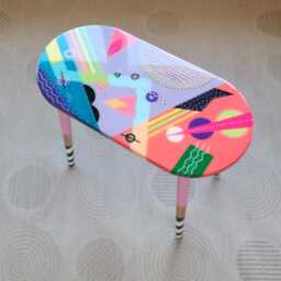 Abstract Resin Side Table, Colorful Funky Art, Modern Eclectic Decor - thumbnail 3