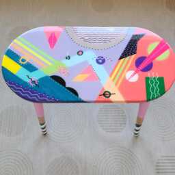 Abstract Resin Side Table, Colorful Funky Art, Modern Eclectic Decor - thumbnail 2