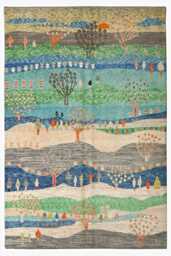 Handmade Afghan Pictorial Rug 287x194cm - 9'5''x6'4'' Wool Darya Area Rug - thumbnail 1
