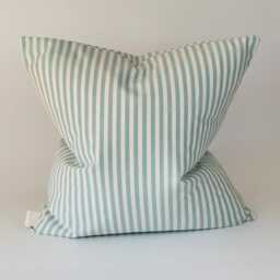 Handmade Green White Stripe Cushion Cover, Reclaimed Fabric, 16x16 - thumbnail 3