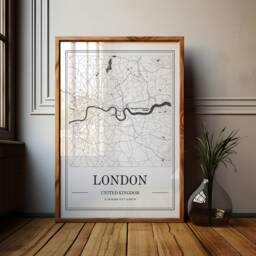 Minimalist London Map Art Print Modern City Travel Poster - thumbnail 1