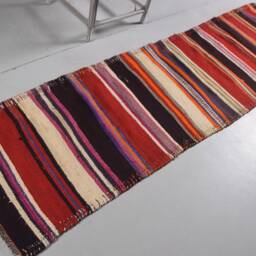 Turkish Rug, Oushak 2.4x9 Ft Accent Rugs, Rugs For Kitchen, , Vintage Red Herki Bohemian Entry Rug - thumbnail 2