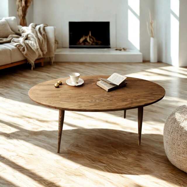 Solid Pine Oval Coffee Table - Minimalist Handmade Living Room Furniture Eco-Friendly Scandi Style Wood Dvalenti - Ref.0084 - image 1