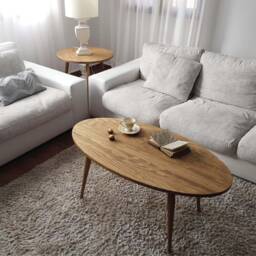 Solid Pine Oval Coffee Table - Minimalist Handmade Living Room Furniture Eco-Friendly Scandi Style Wood Dvalenti - Ref.0084 - thumbnail 3