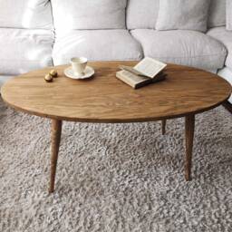 Solid Pine Oval Coffee Table - Minimalist Handmade Living Room Furniture Eco-Friendly Scandi Style Wood Dvalenti - Ref.0084 - thumbnail 2