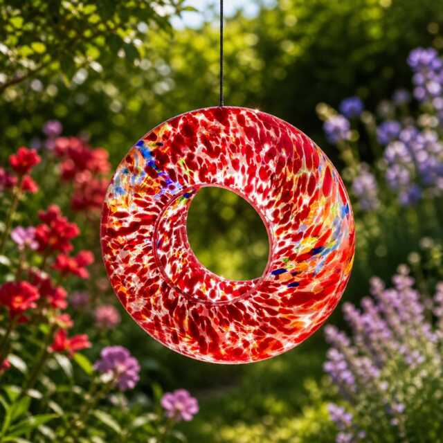 Handmade Art Glass Bird Feeder 8.7 - image 1