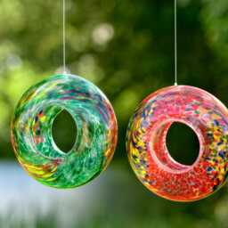 Handmade Art Glass Bird Feeder 8.7 - thumbnail 4