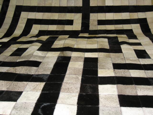Cowhide Patchwork Rug Cowhide Raw Leather Argentina - Free Shipping Cowhide Rugs Handmade 8'2'' X 8'x2'' - image 1