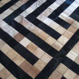 Cowhide Patchwork Rug Cowhide Raw Leather Argentina - Free Shipping Cowhide Rugs Handmade 8'2'' X 8'x2'' - thumbnail 3