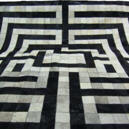 Cowhide Patchwork Rug Cowhide Raw Leather Argentina - Free Shipping Cowhide Rugs Handmade 8'2'' X 8'x2'' - thumbnail 2