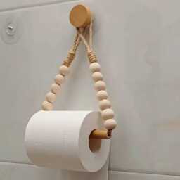 No Drill Wooden Toilet Roll Holder Bathroom Accessory Tissue Holder Kitchen Towel Wall Hanging Self Adhesive Toilet Paper Stand - thumbnail 2