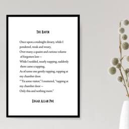 The Raven Wednesday Addams Halloween Family Pumpkin - Print Boys Girls Decor Gift Bespoke A5 A4 A3 Framed Or Unframed - thumbnail 3