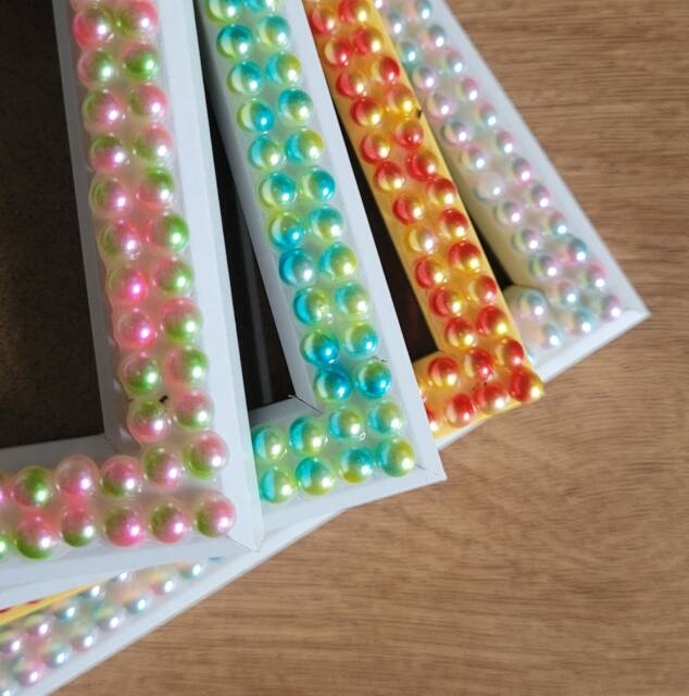 Colourful Acrylic Flatback Half Pearls Photo Frame 4 X 6 Inches - image 1