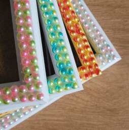 Colourful Acrylic Flatback Half Pearls Photo Frame 4 X 6 Inches