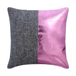 "Faux Leather Metallic Pink Throw Pillow Cover 16""x16" - thumbnail 1