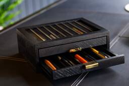 Wooden Pen Display Case Walnut, Mapa Burl, Black Oak