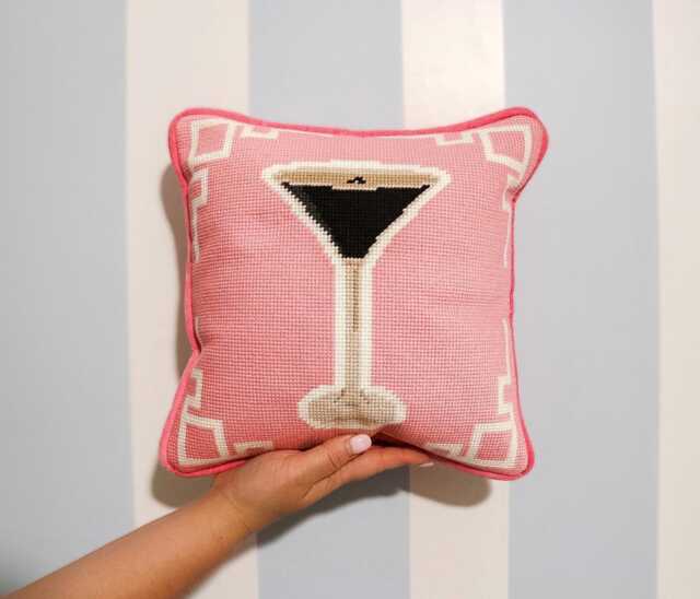 Espresso Martini Needlepoint Pillow - image 1