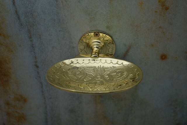 Solid Brass Soap Dish, Wall Holder, Engraved Handmade Dish - image 1